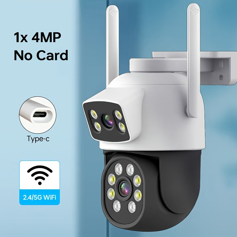 4MP Ikki linzali WiFi xavfsizlik kamerası Su o'tkazmaydigan kechqurun ko'rish Ikki tomonlama audio Ichki va tashqi