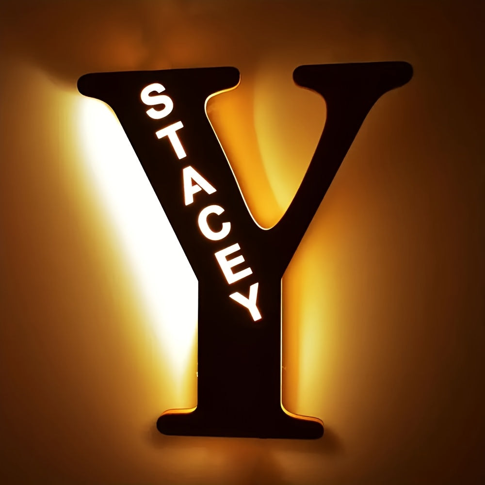 Personalized Wall Sconce with Engraved Name Night Light USB Powered Long-Lasting LED Bedroom Decor