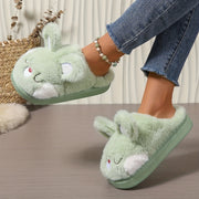 Women's Cozy Cartoon Bunny Slippers Indoor Warm Slip-On Shoes