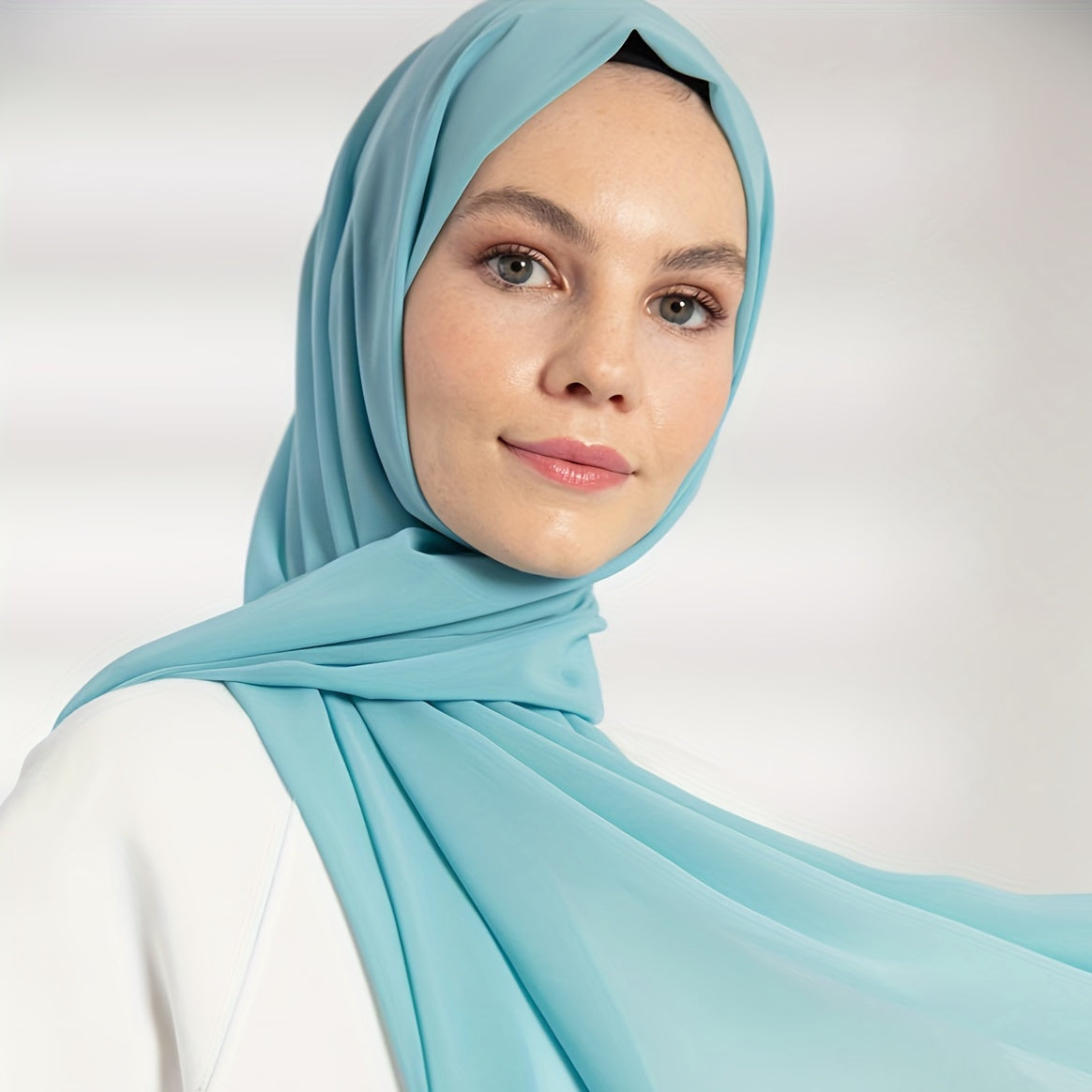 Solid Color Chiffon Hijab Lightweight Stylish Scarf for Women Eid Celebration