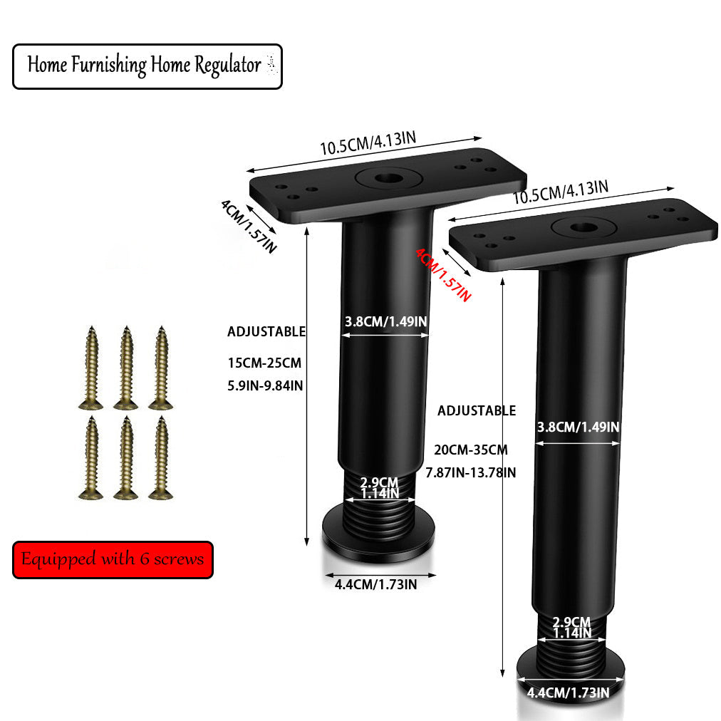 Одна регулируемая черная ножка для мебели - 1 шт., обеспечивает регулировку высоты для кроватей, диванов, столов и шкафов.