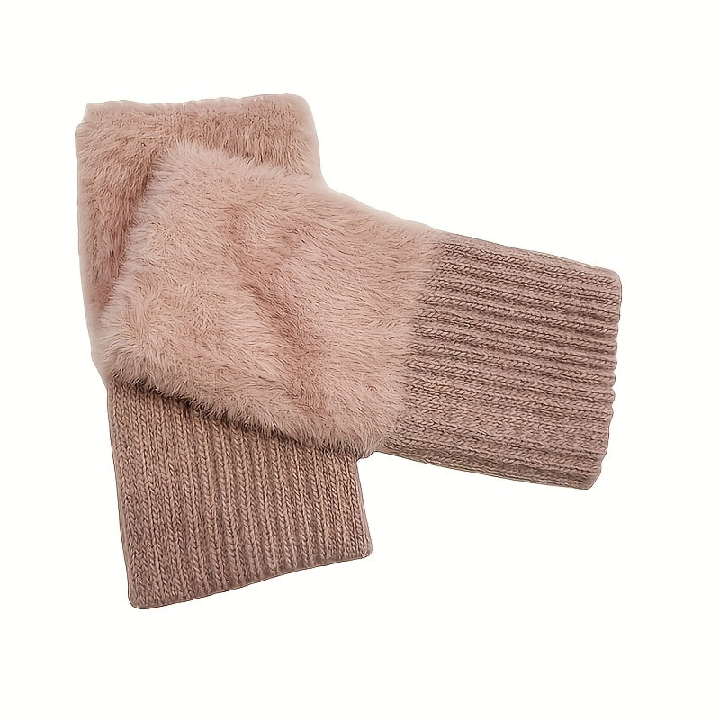Soft Knit Fingerless Gloves for Women with Elastic Wrist for Cold Weather