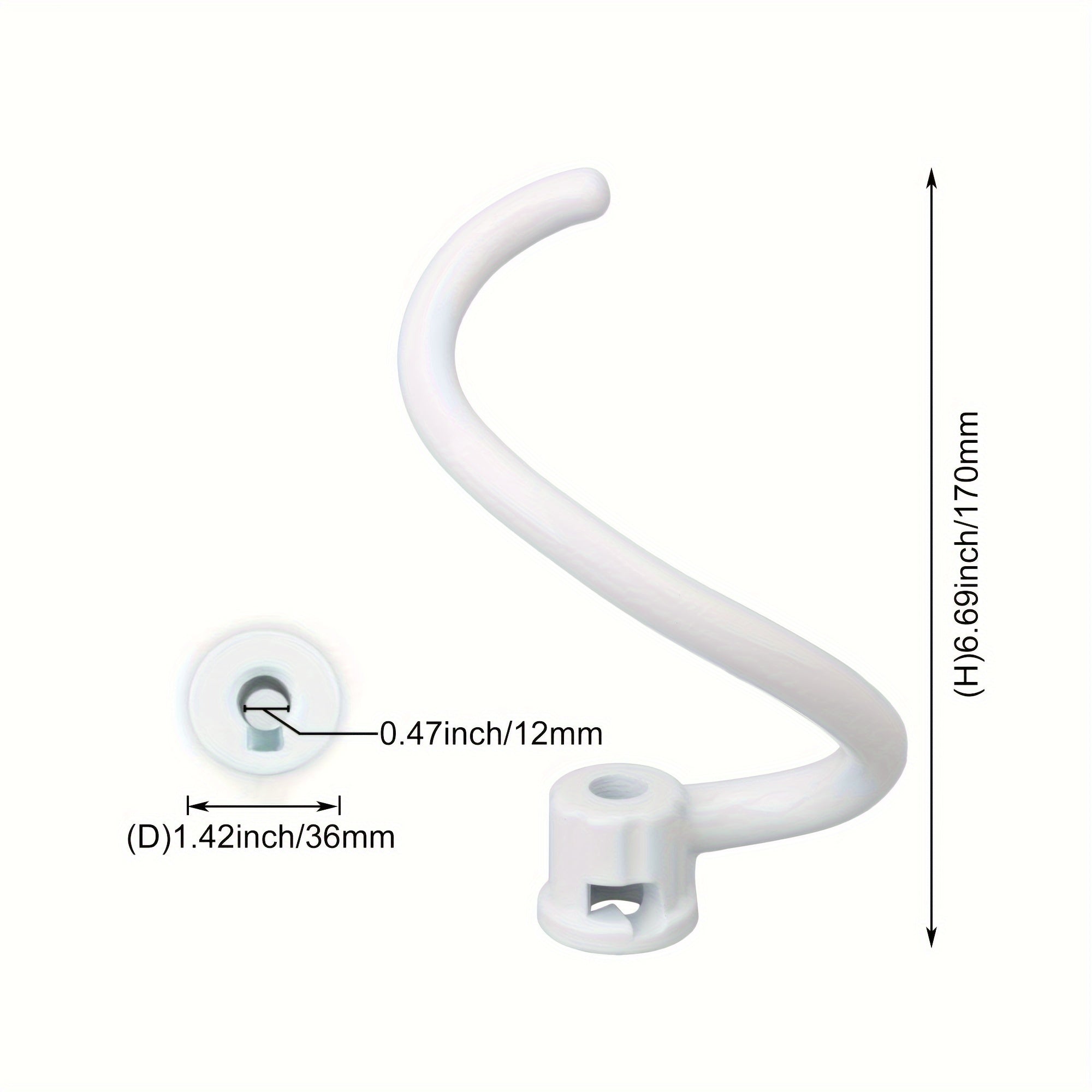 Gancho de masa en espiral para batidoras de 5-6 cuartos, accesorio de cocina de metal de grado alimentario