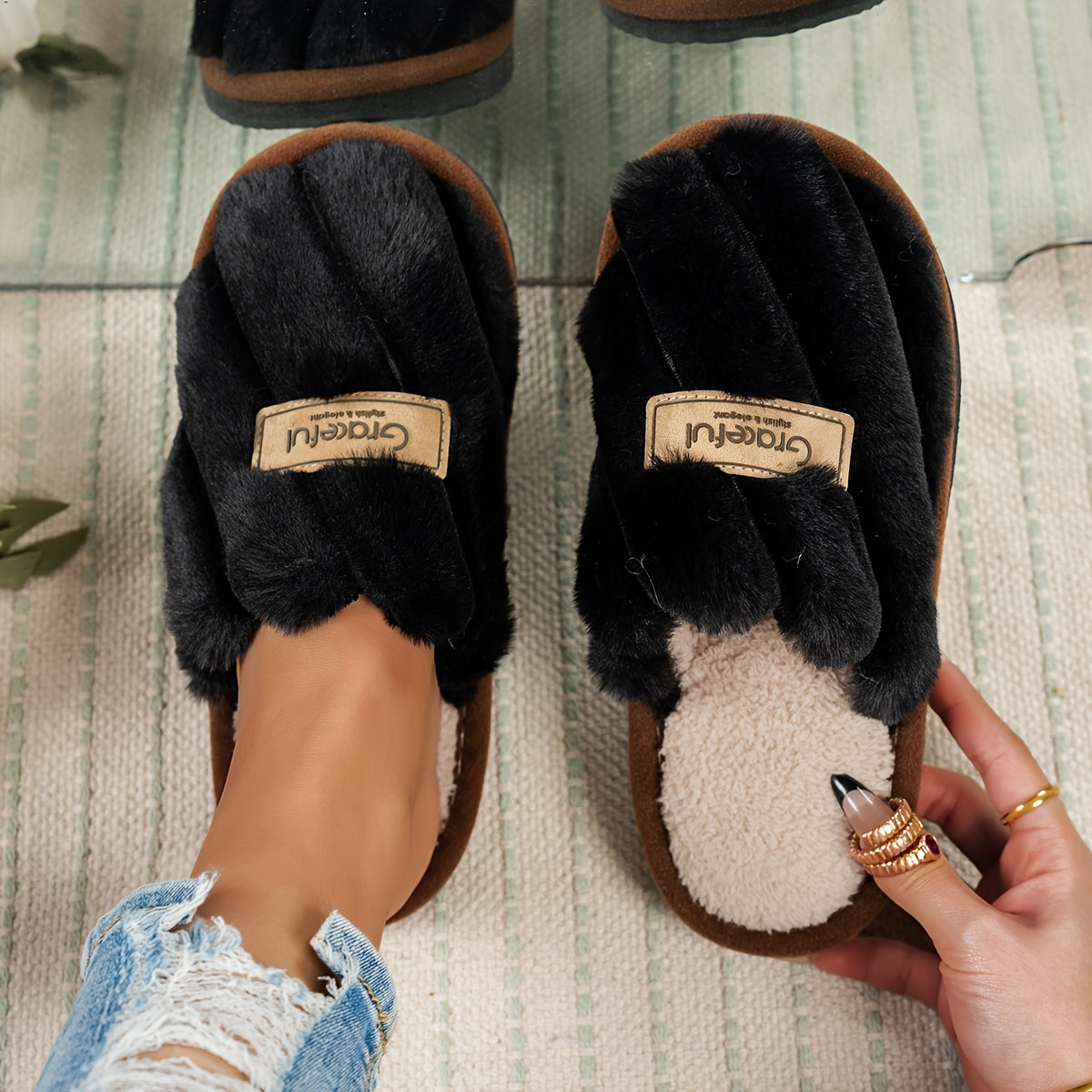 Женские уютные мягкие плюшевые домашние тапочки-скольжения