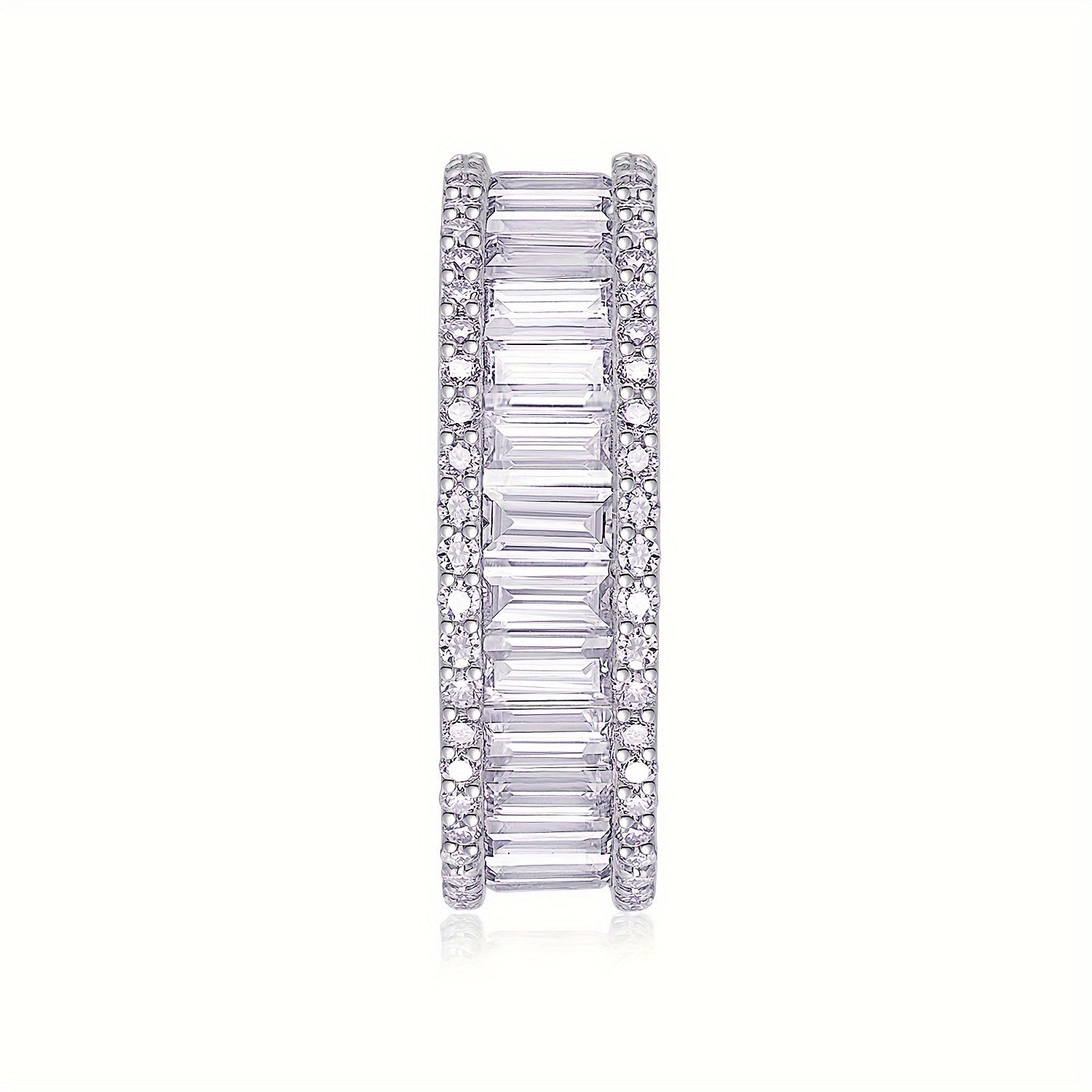 925 Sterling Silver va 18K Gold Plating bilan Stylish Moissanite Eternity Band Ring - Erkaklar va Ayollar uchun to'ylar, nikohlar, yubileylarga, partiyalarga yoki kundalik kiyim uchun ideal