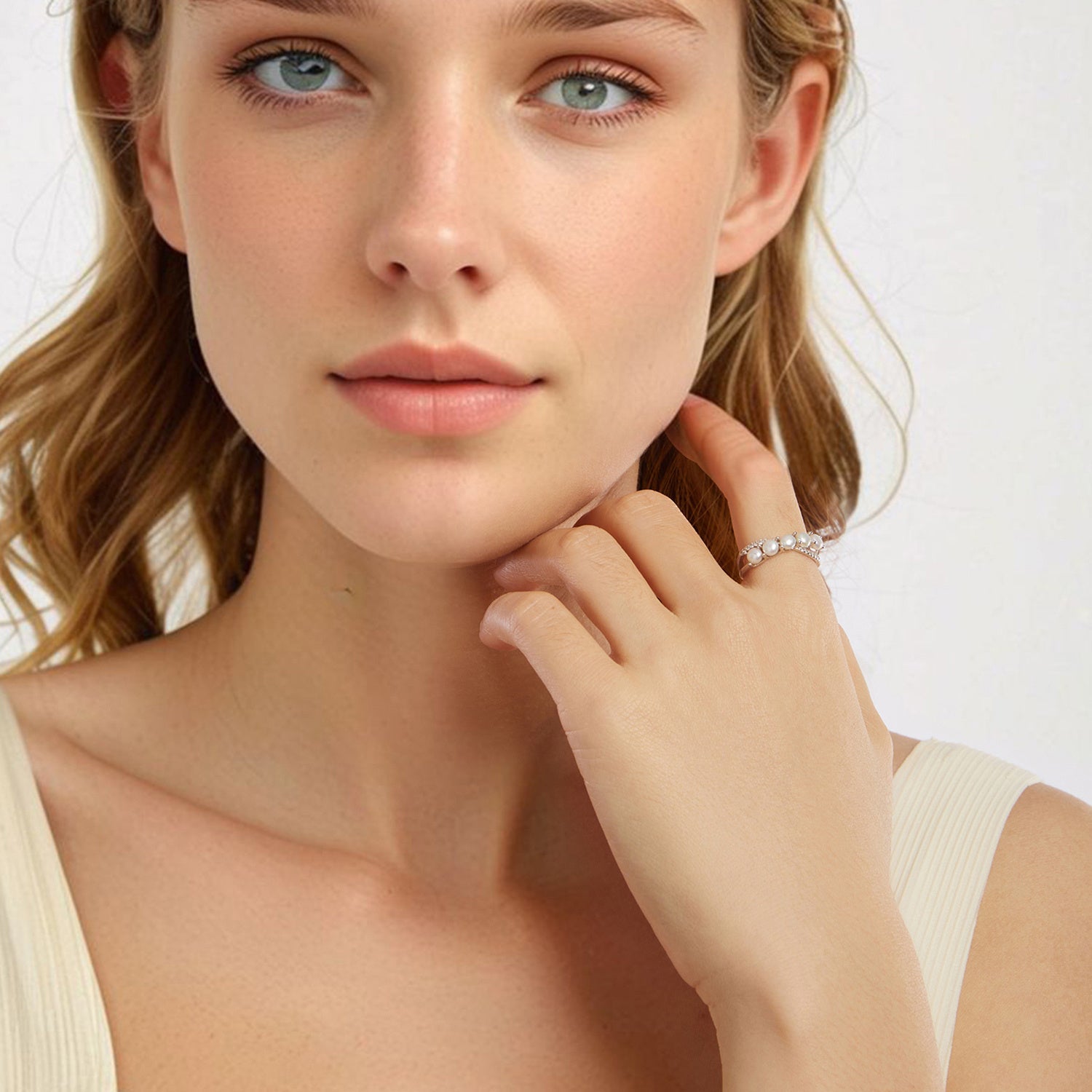 Women's Silver Anniversary Ring with Infinity Symbol and Freshwater Pearls