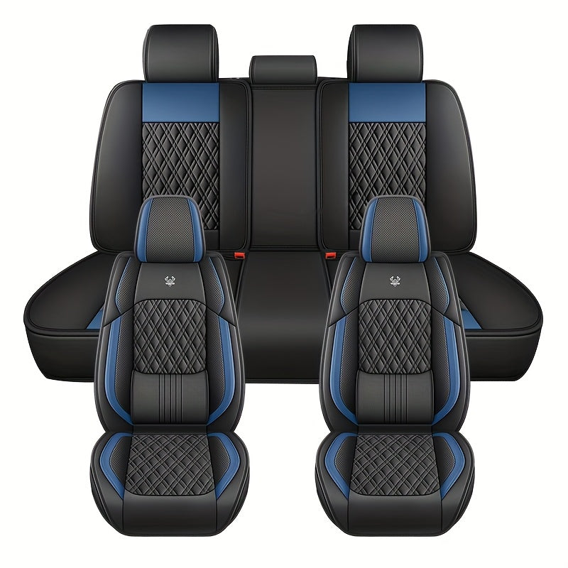 Universal avtomobil o‘rindiq qoplamalari 5-o‘rin PU charm diamond naqshli barcha mavsum uchun