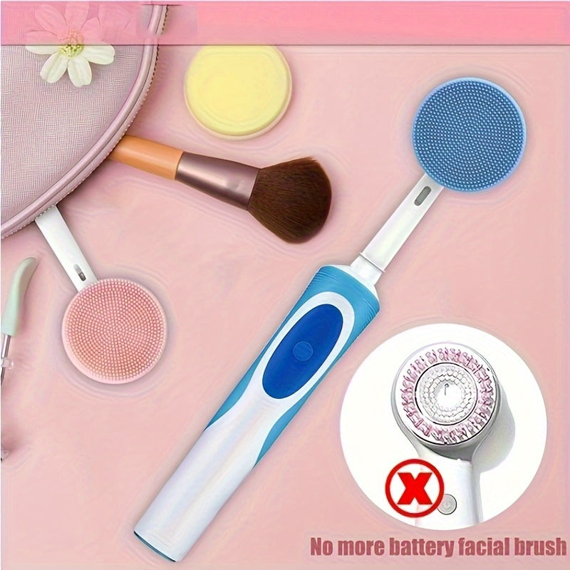 Cabezal de repuesto para cepillo facial de silicona, a prueba de agua, limpieza profunda, azul y blanco