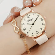 Women's Watch and Heart Bracelet Set Quartz Faux Leather Alloy Case