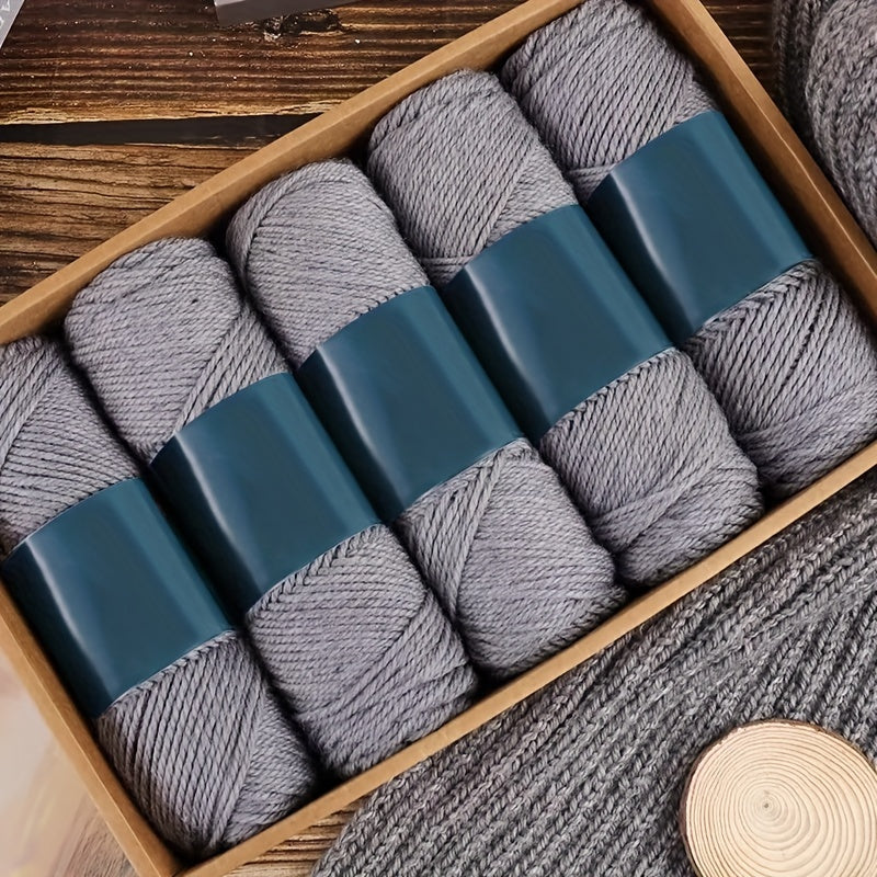 Camel Wool Yarn Pack of 5 Balls 500g Medium Thickness for Knitting Sweaters Scarves