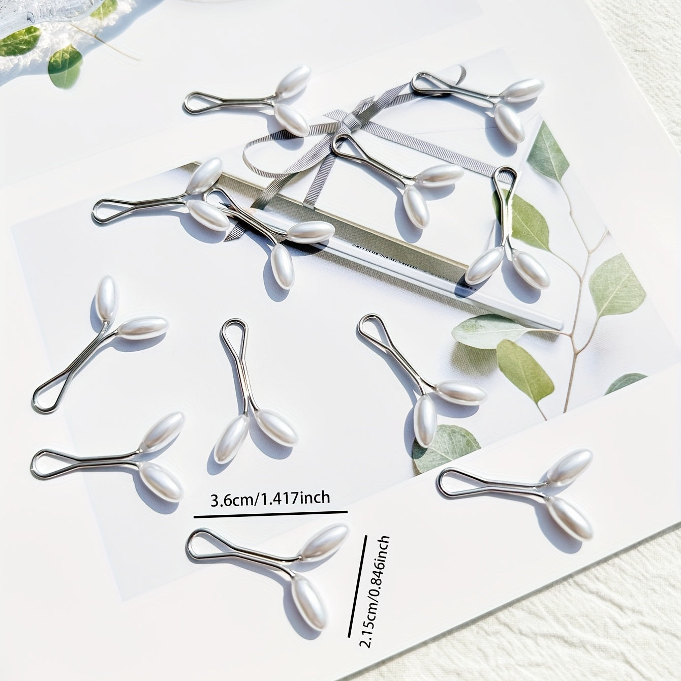 Set of 12 Faux Pearl Bead Scarf Buckles for Muslim Hijab Accessories