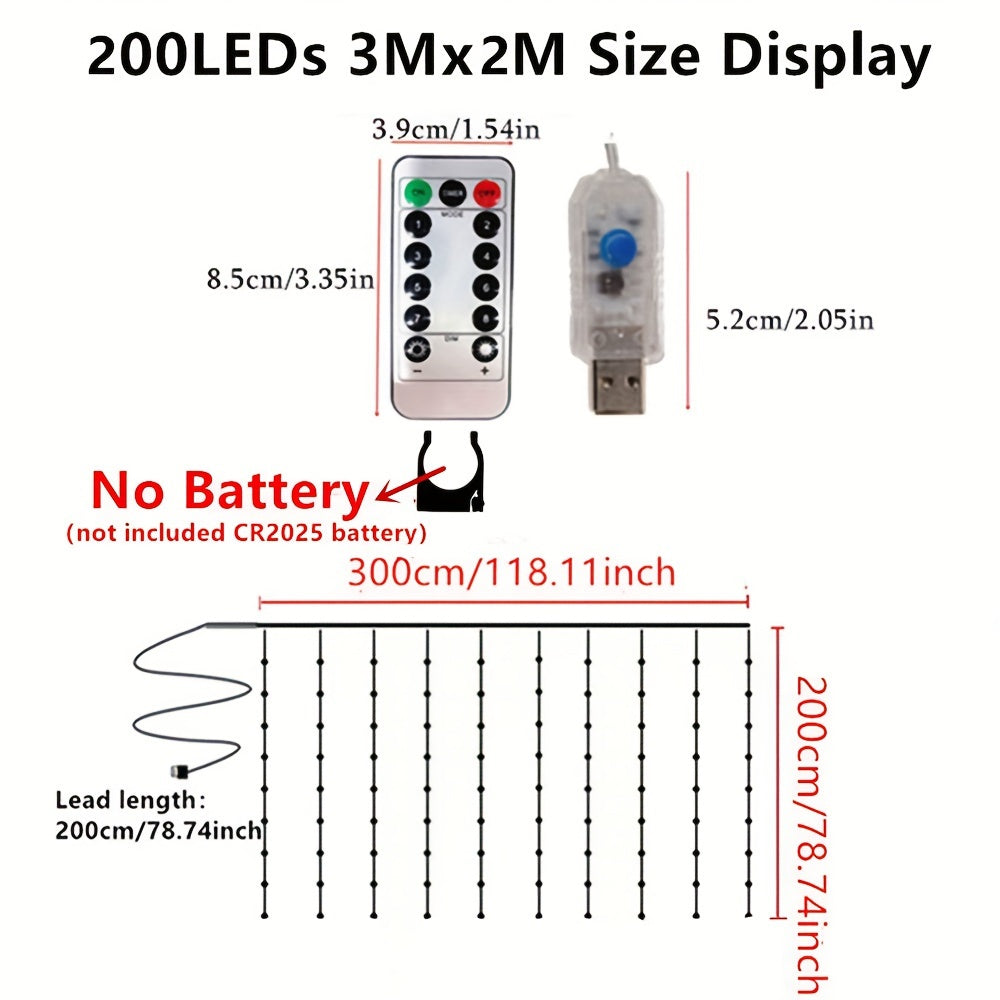 200 Luces de cadena USB blancas cálidas con control remoto para habitación, dormitorio, Navidad, Halloween, decoración del hogar