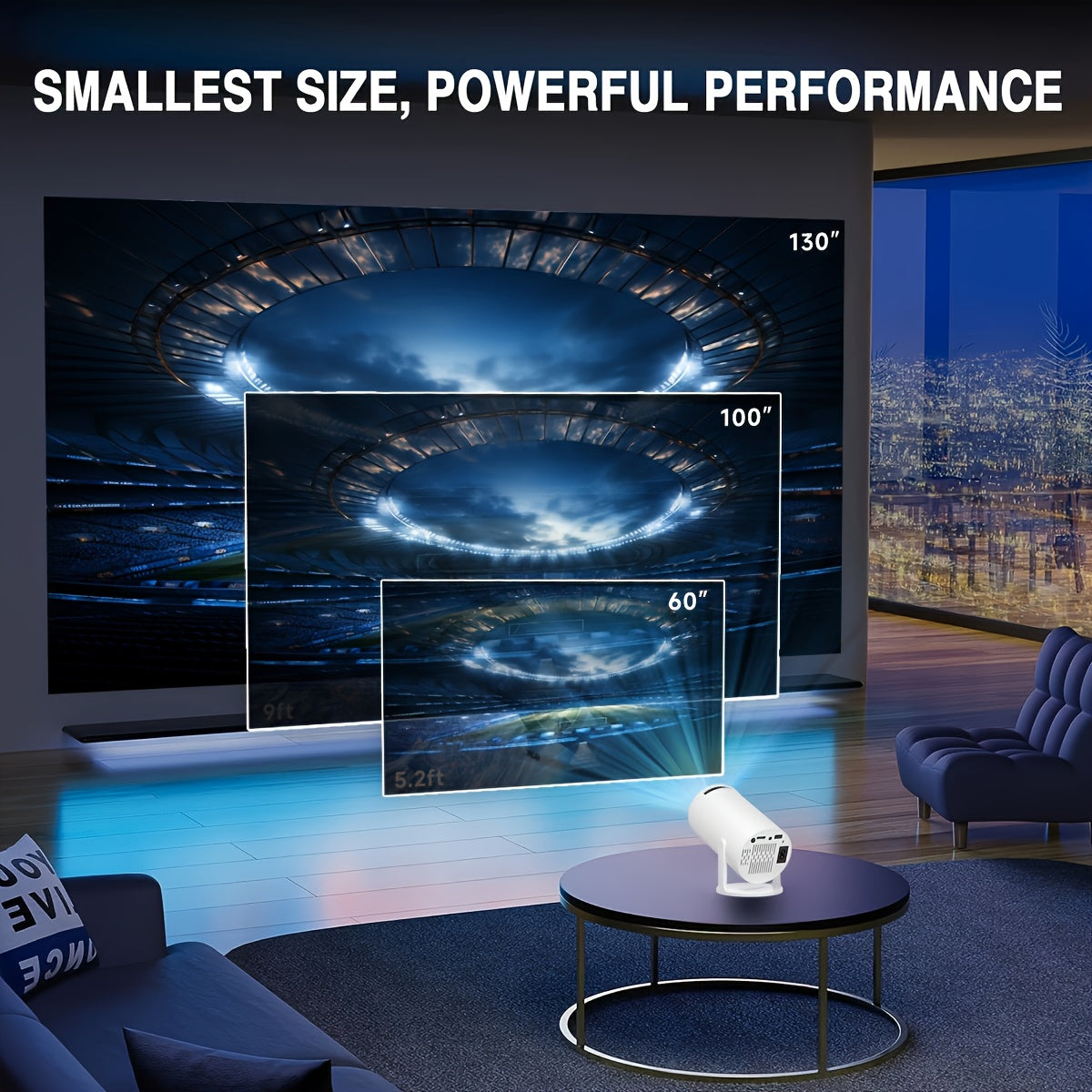 Portable 1080P Projector with Wireless Bluetooth Android Support High Brightness