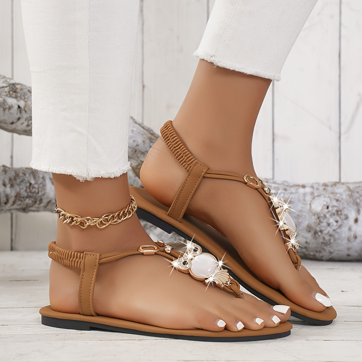 Women's Flat Sandals Bohemian Style Open Toe Non-Slip Rubber Sole