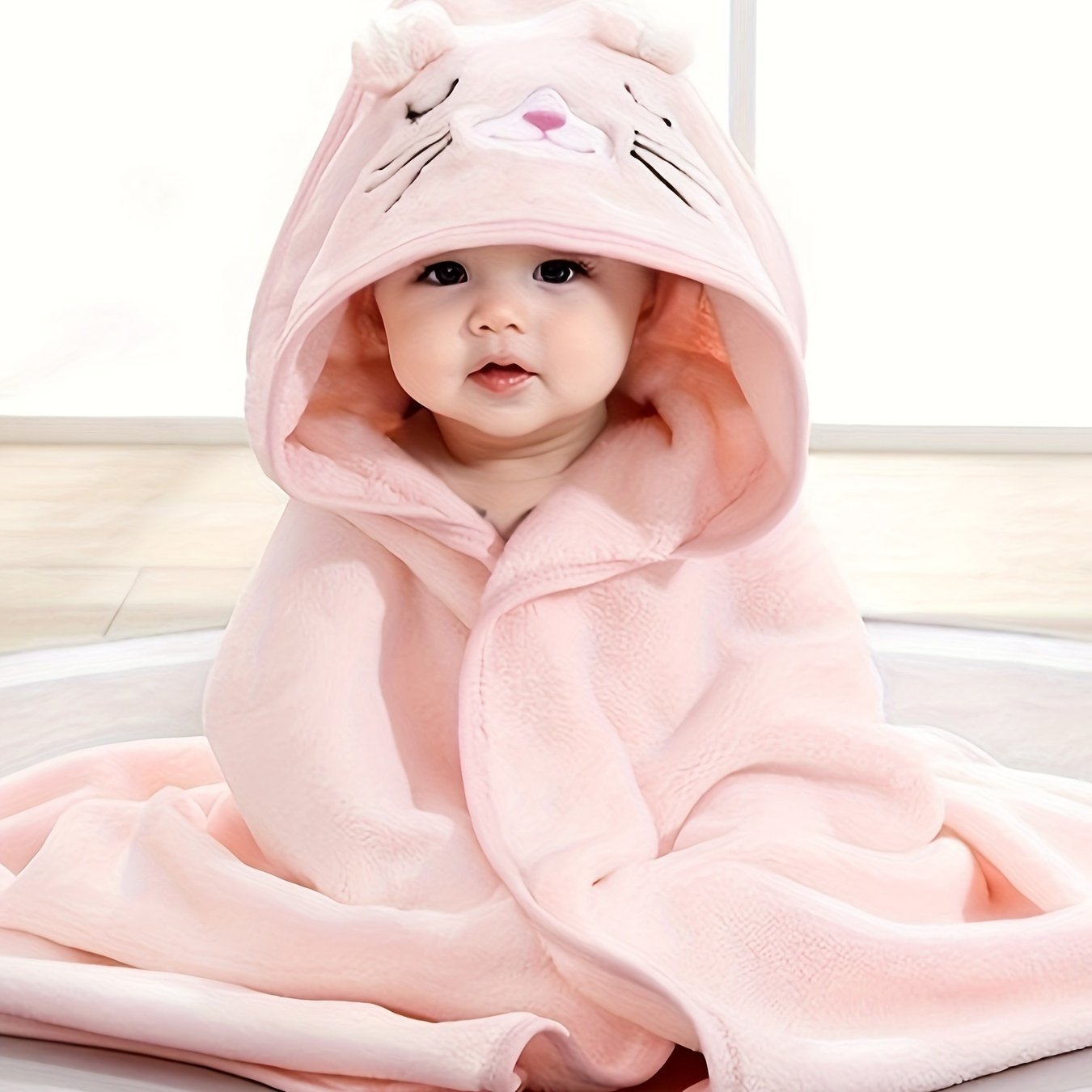 Baby Boy's 3D Animal Ear Hooded Bathrobe Soft Breathable Absorbent Baby Robe for All Seasons