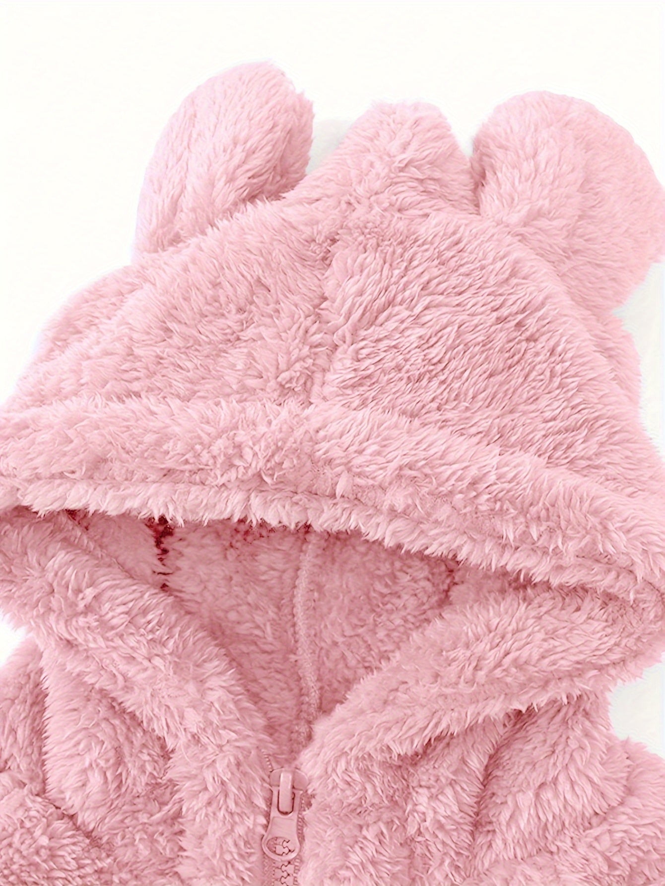 Baby Girl Fuzzy Jacket with Ears Hood Cozy Zip-Up Fall Winter Outerwear