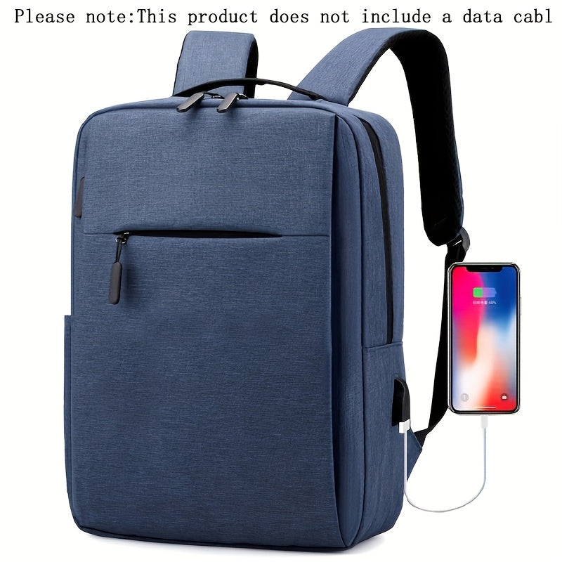 Легкий деловой рюкзак для ноутбука с USB-портом для зарядки, застежка-молния, для путешествий и студентов, черный