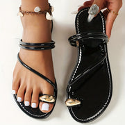 Women's Open-Toe Flat Sandals Slip-On Casual Flip-Flops