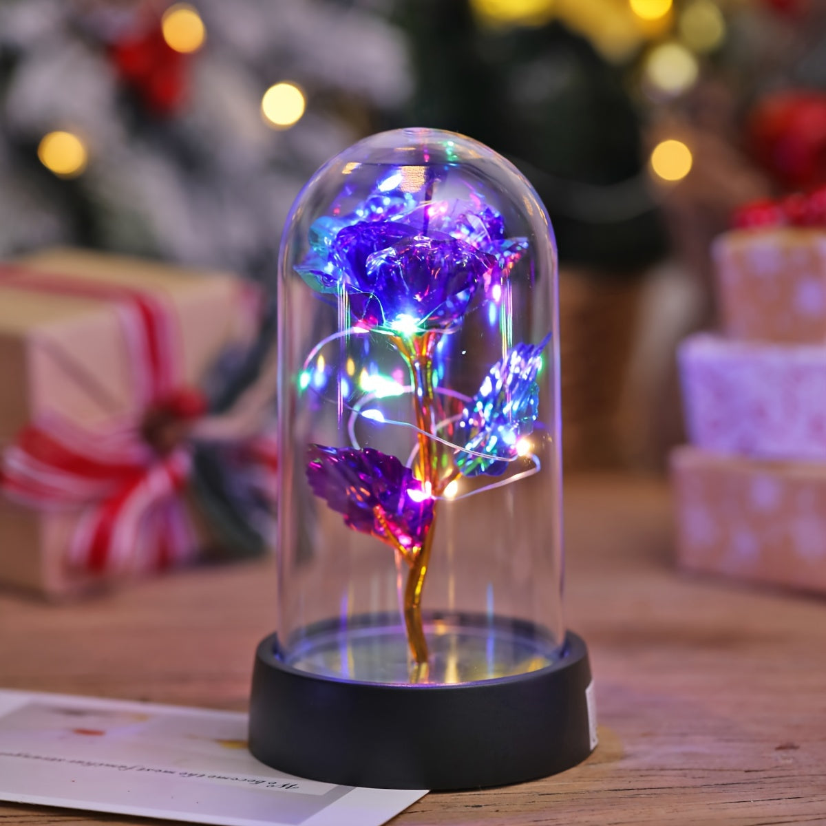 Rang-barang gül gulchambar kechqurun chiroqi, juftlar uchun stol bezaklari, batareyali ishlaydi