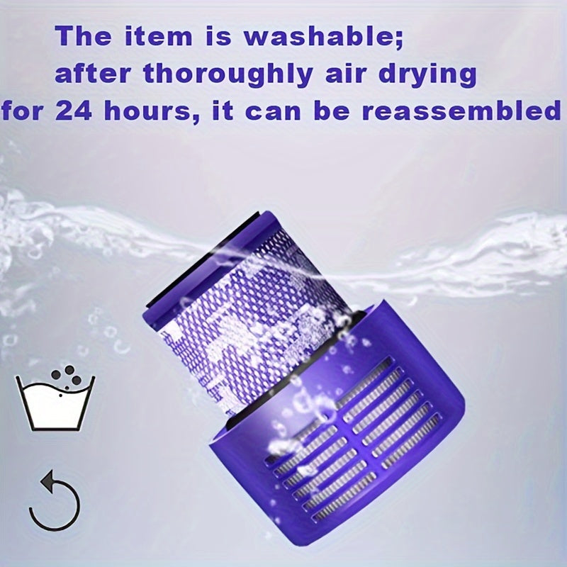 Dyson uchun to'rtta yuviladigan va qayta ishlatiladigan V10 seriyali HEPA almashtirish filtrlarining ikki to'plami, Cyclone, Absolute, Animal, Total Clean modellari bilan mos keladi - Tozalash cho'tkasi bilan birga keladi