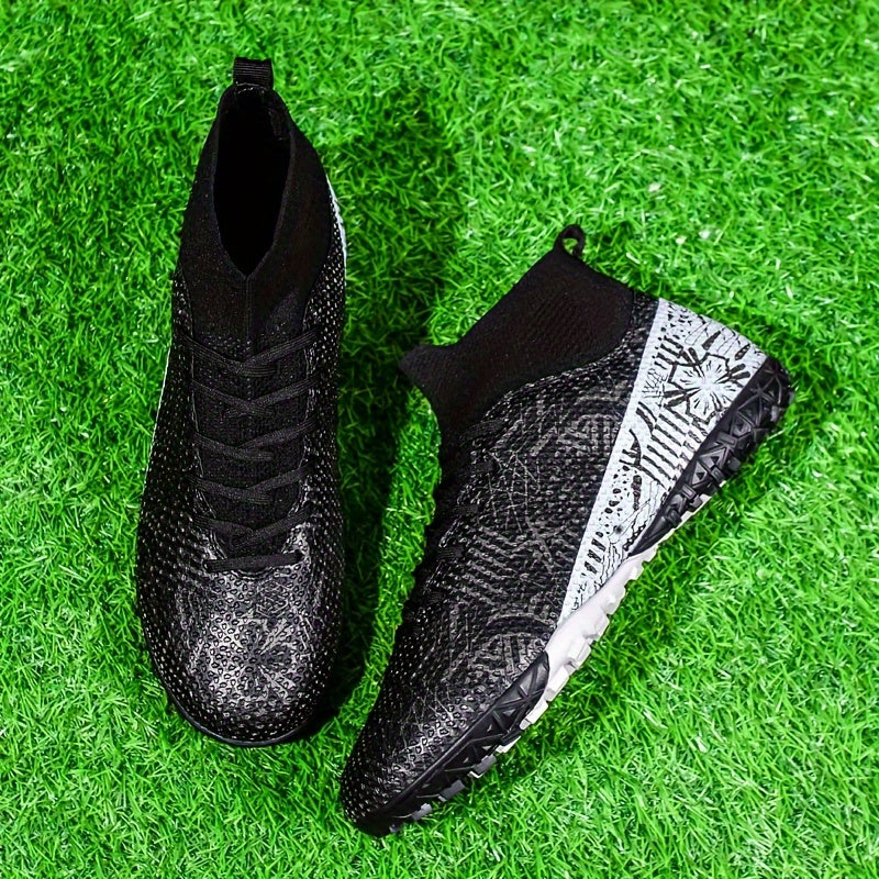 Мужские и женские высокие футбольные бутсы для искусственной травы, уличных спортивных тренировок, дышащие, противоскользящие, всесезонные, резиновая подошва