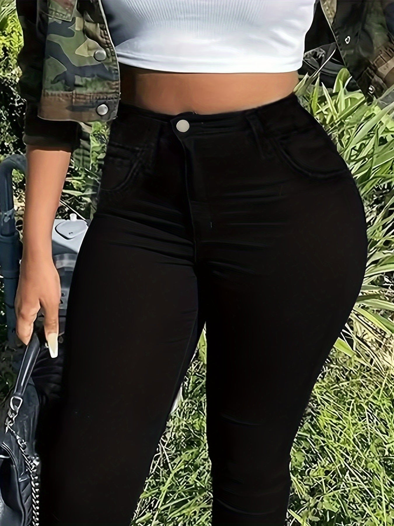 Black High Waist Plus Size Skinny Jeans with Super Stretch for Women