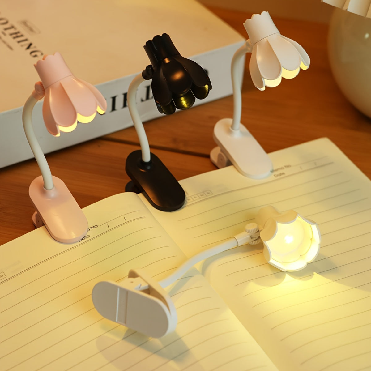 Petal-Shaped LED Desk Lamp Mini Decorative Reading Light for Home Office