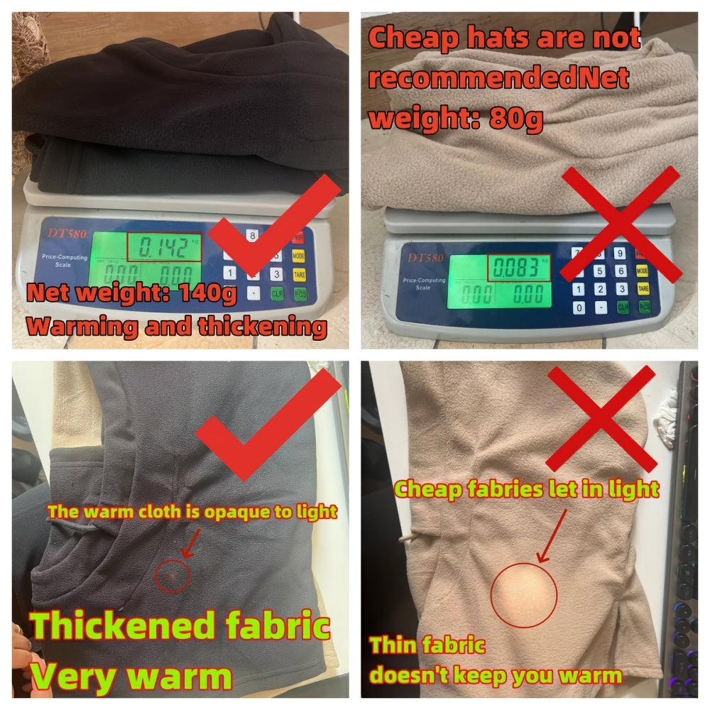 Men Women Winter Balaclava Mask with Drawstring Neck Gaiter and Hooded Scarf Windproof Cold Weather Outdoor