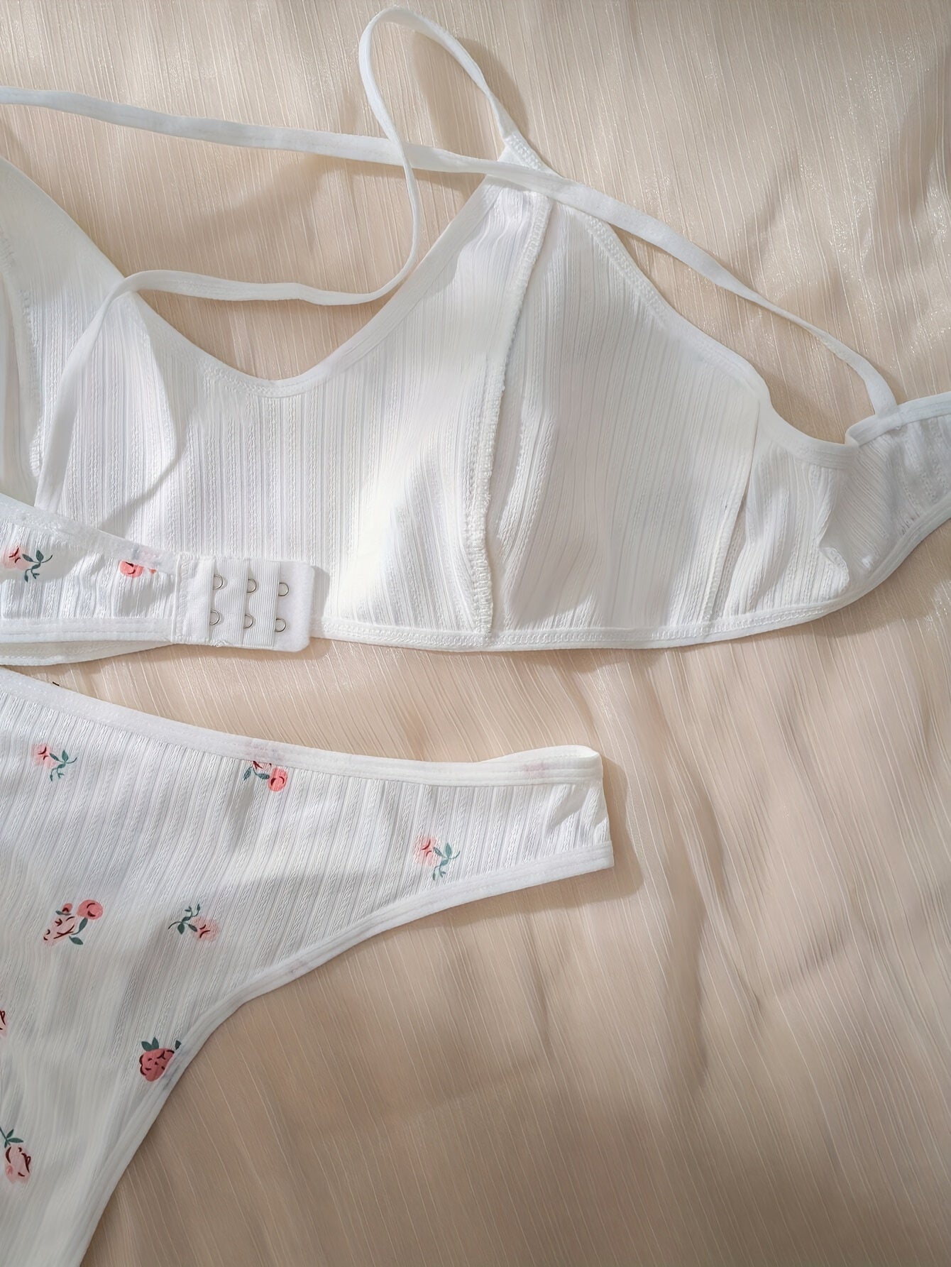 Floral Print Lingerie Set for Women with Cross Straps