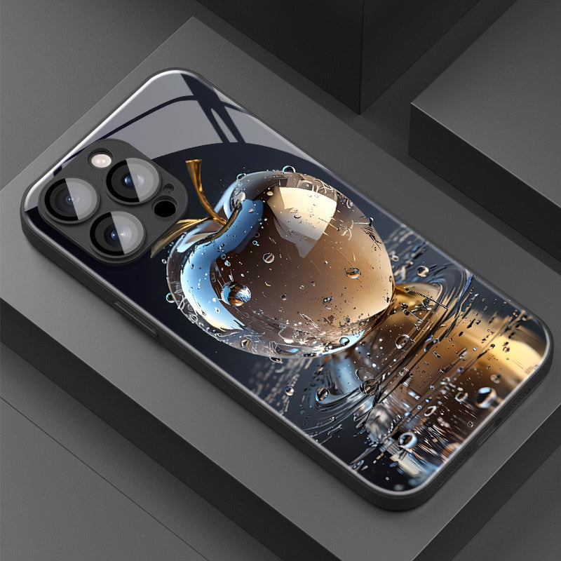 Water Drop Crystal iPhone Case with Lens Protection Full Coverage Tempered Glass Protective Cover for Various iPhone Models