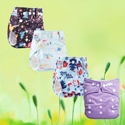 Reusable Cloth Diapers for Babies Waterproof Highly Absorbent Adjustable Fit 2.27-14.97kg Pocket Style Light Blue Dark Brown Purple