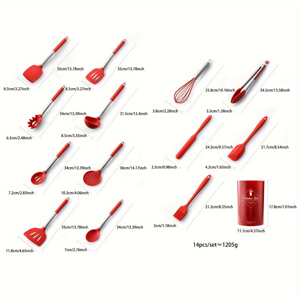 14-Piece Silicone Kitchen Utensil Set with Storage Holder for Holiday Cooking