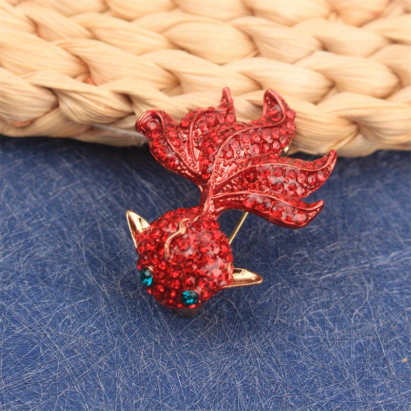 Fish Brooch with Rhinestones, Stylish Jewelry for Clothes, Purses, Hats