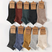 Men's Cotton Blend Ankle Socks 10 Pairs Solid Color Low-Cut Casual Socks