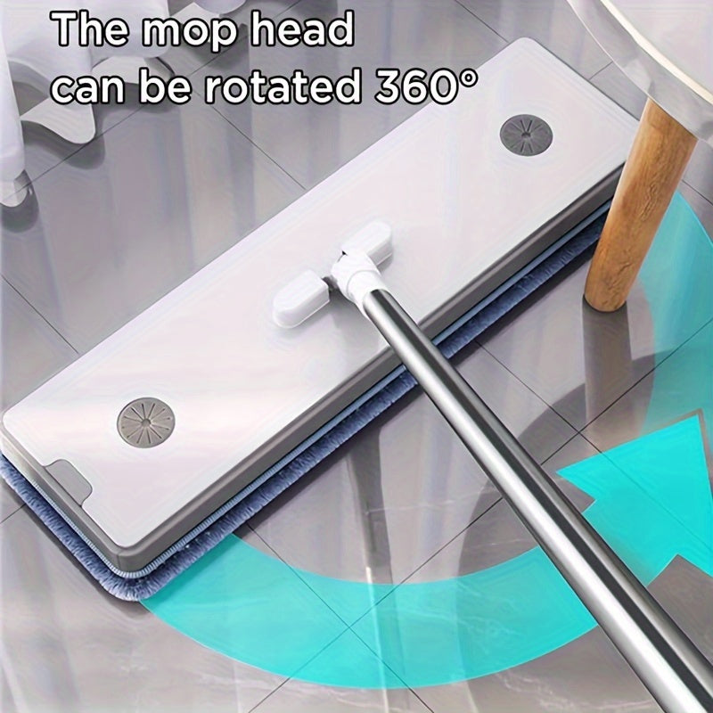 1Set Mop and Bucket Set with Microfiber Mop Head, Fabric Pads, Durable Metal Plastic