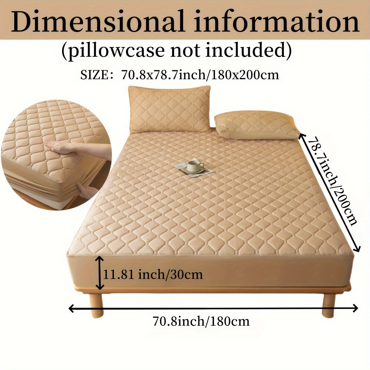 Suv o'tkazmaydigan, shovqinsiz, emboss qilingan yostiq qoplami, to'shakka mos keladigan, 29.97 sm chuqurlikdagi, yuviladigan, chang o'tkazmaydigan