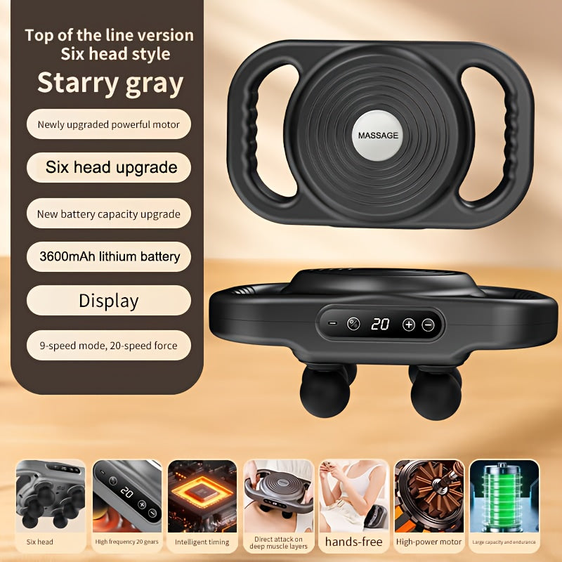 Six-Head Deep Tissue Percussion Massage Gun Handheld Body Back Muscle Massager