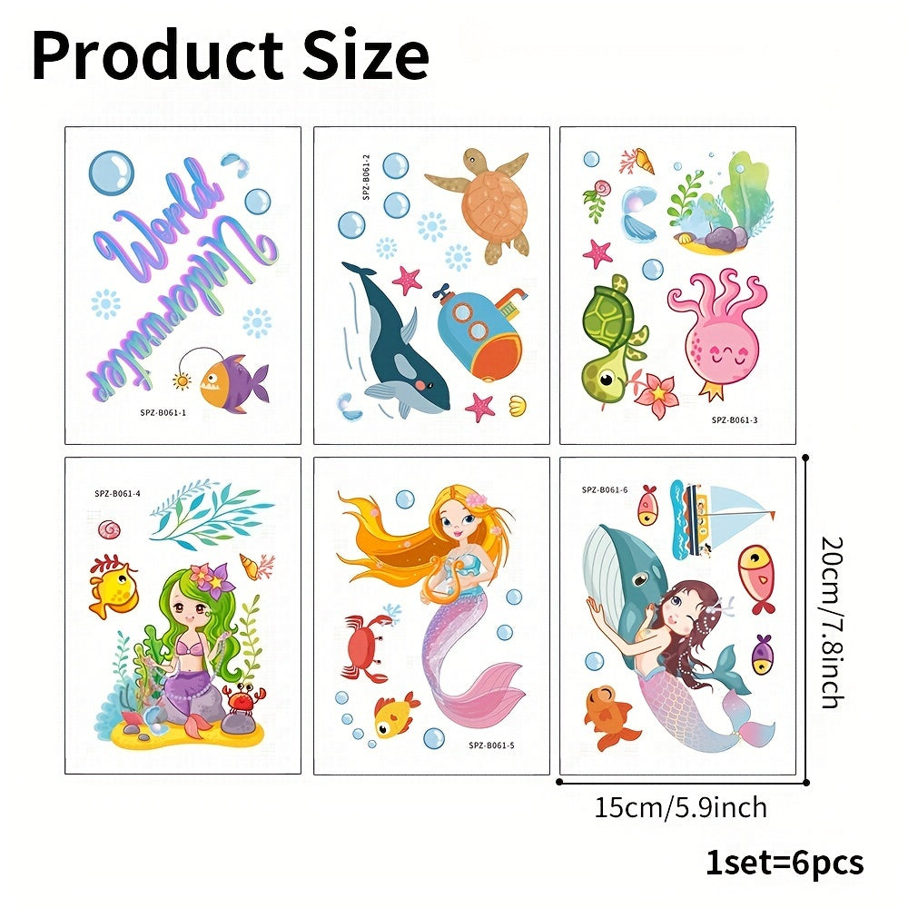 6 Anti-Slip Bathtub Stickers for Kids Mermaid and Ocean Theme Safe Bathing