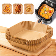 Square Parchment Paper Liners 100-Pack Non-Stick Food-Grade Oil-Absorbent for Air Fryer Baking