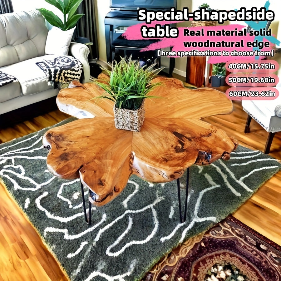 Cedar Wood Side Table Natural Edge Vintage Tripod Accent for Living Room Kitchen Patio