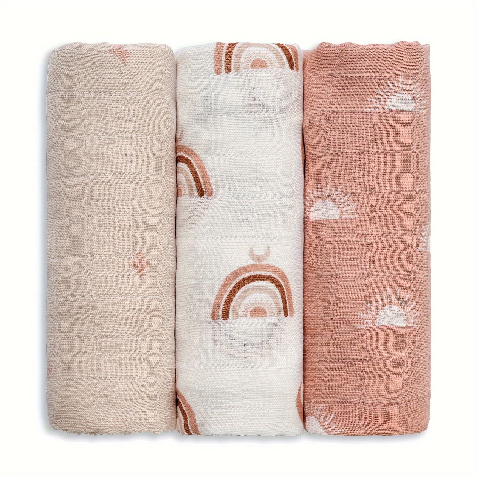 3-Pack Baby Muslin Swaddle Blankets 70x70cm Breathable Soft Gauze Nursing Cover