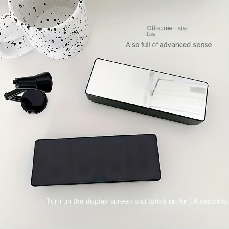 LED Mirror Alarm Clock with Digital Display Snooze USB Night Light for Bedroom Office