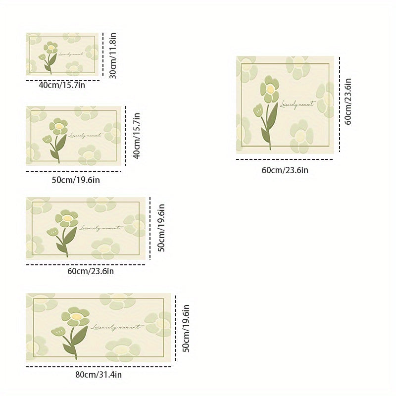 Floral Pattern Polyester Drying Mat for Kitchen Countertop Dish Draining Absorbent