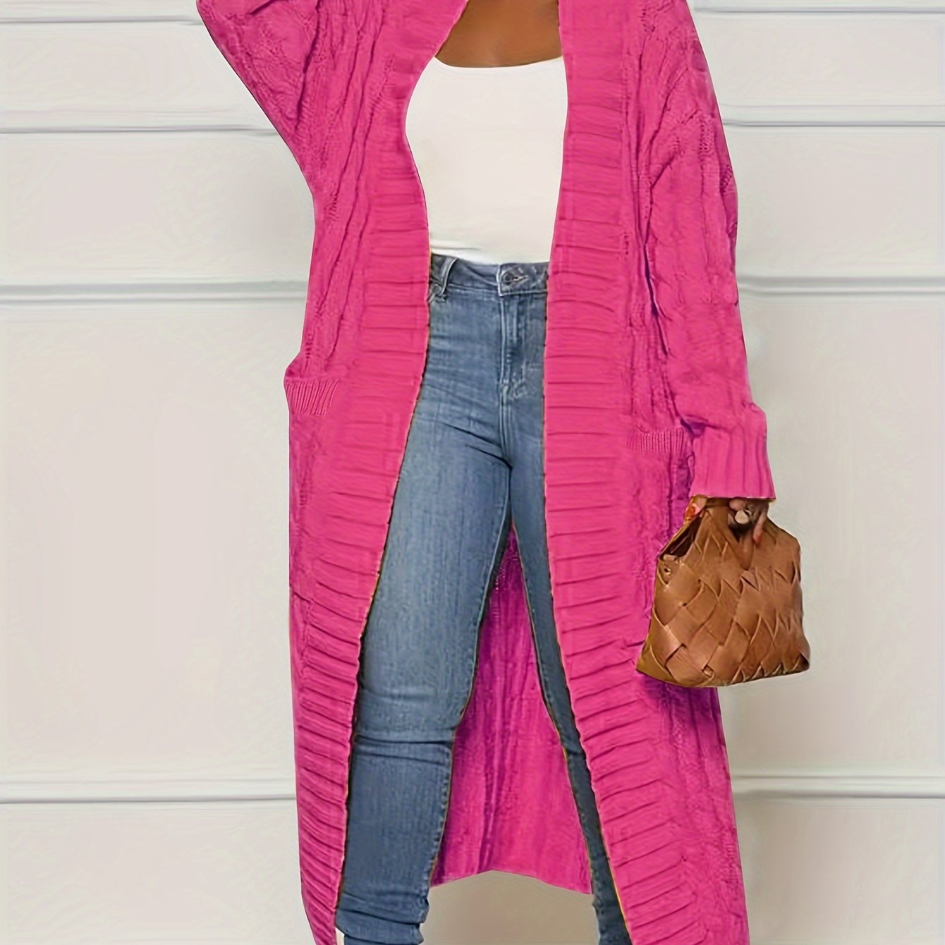 Женский оверсайз вязаный кардиган-пальто с длинным рукавом для осени и зимы, полиэстеровый свитер