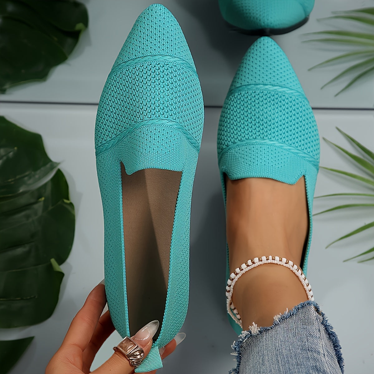 Women's Pink Leather Ballet Flats with Ankle Strap Slip-On Comfort