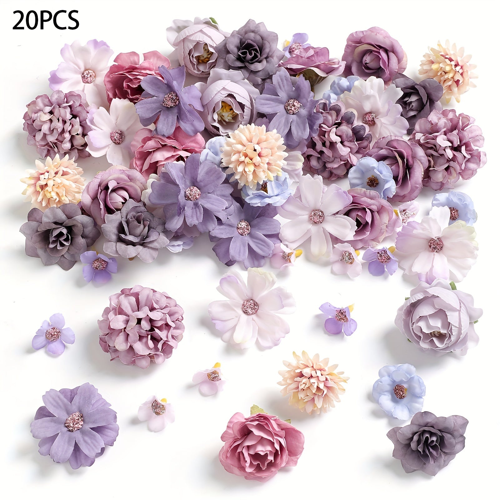 Silk Flower Heads 20 Daisy and Rose for DIY Wedding Party Holiday Decorations
