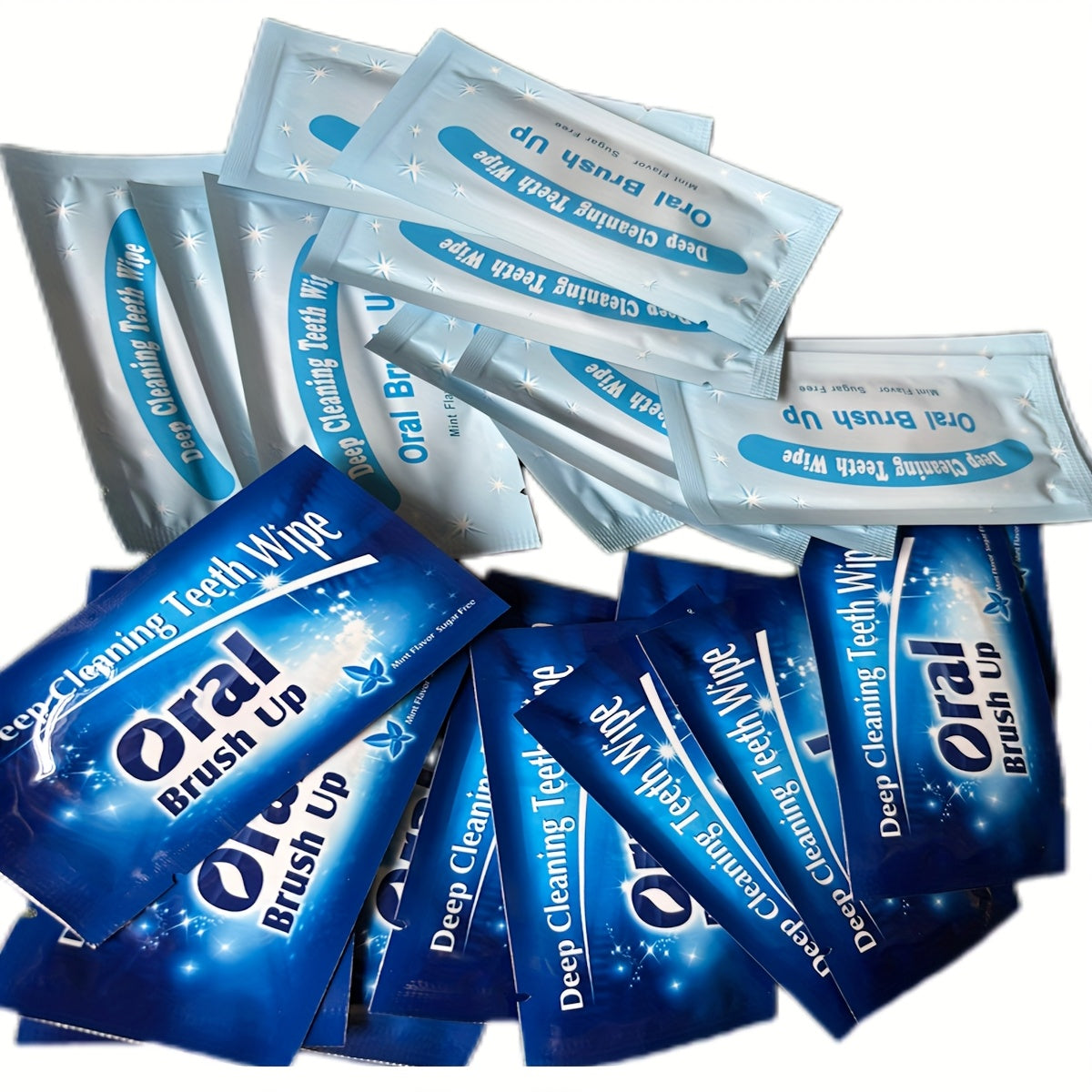10Pcs Deep Clean Teeth Wipes Blue White Travel Dental Oral Hygiene