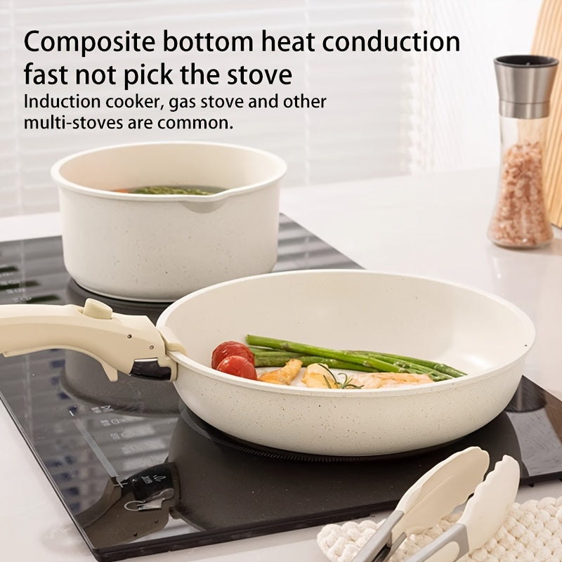 Induksion gaz plitasi uchun ajraladigan tutqichli 5 ta qismdan iborat Nonstick Maifan tosh idishlar to'plami