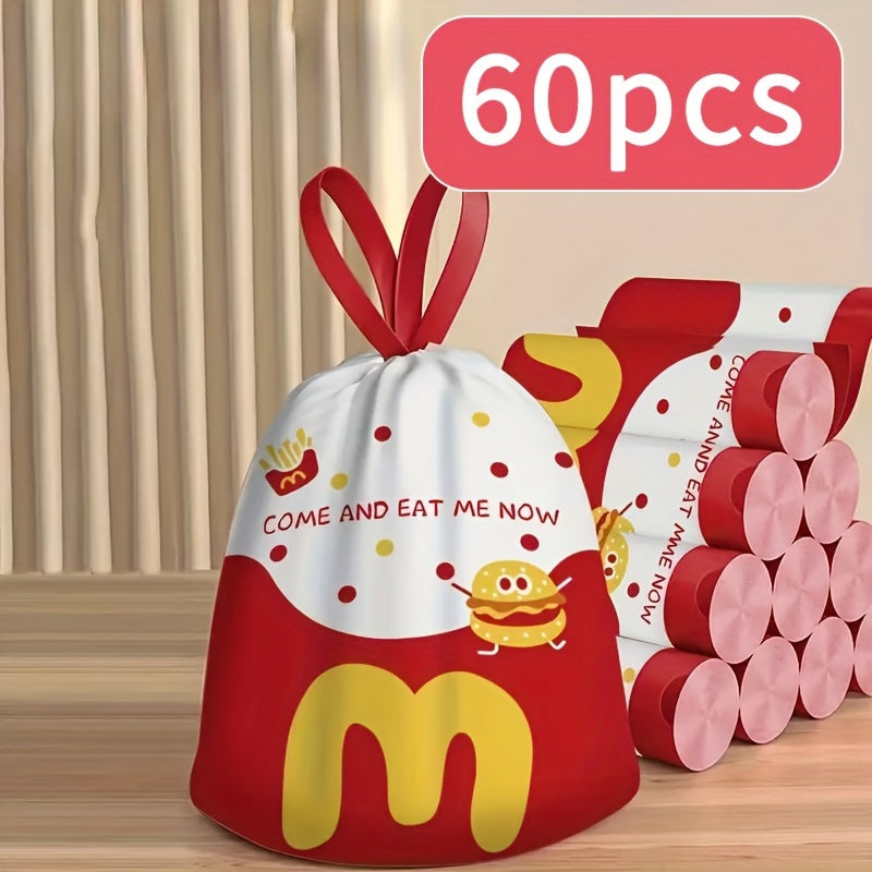 60 Thickened Disposable Trash Bags with M Design for Kitchen, Bedroom, Living Room