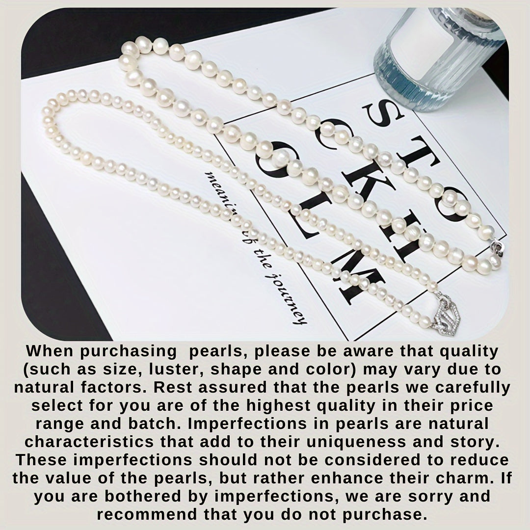 Двойная цепочка из пресноводных жемчужин для женщин, элегантное украшение, подарочная коробка